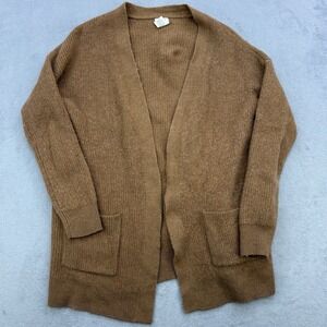 Aspen Cardigan Womens Medium Brown 100% Extrafine Merino Wool Sweater Ribbed
